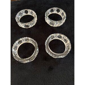 Set Of 4 Vintage Glass Napkin Rings With Intricate Cut Design 2-Inch Diameter